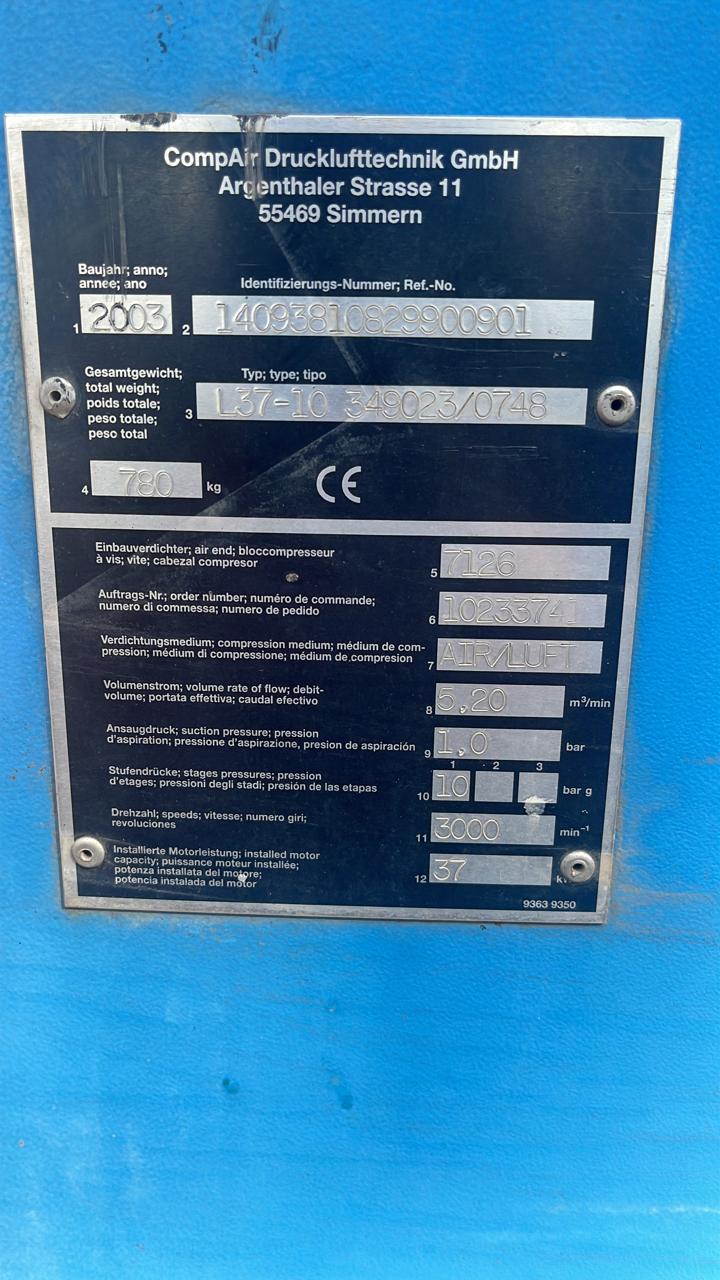 2003 CompAir 37kW Rotary Screw Air Compressor 183 cfm - Image 14