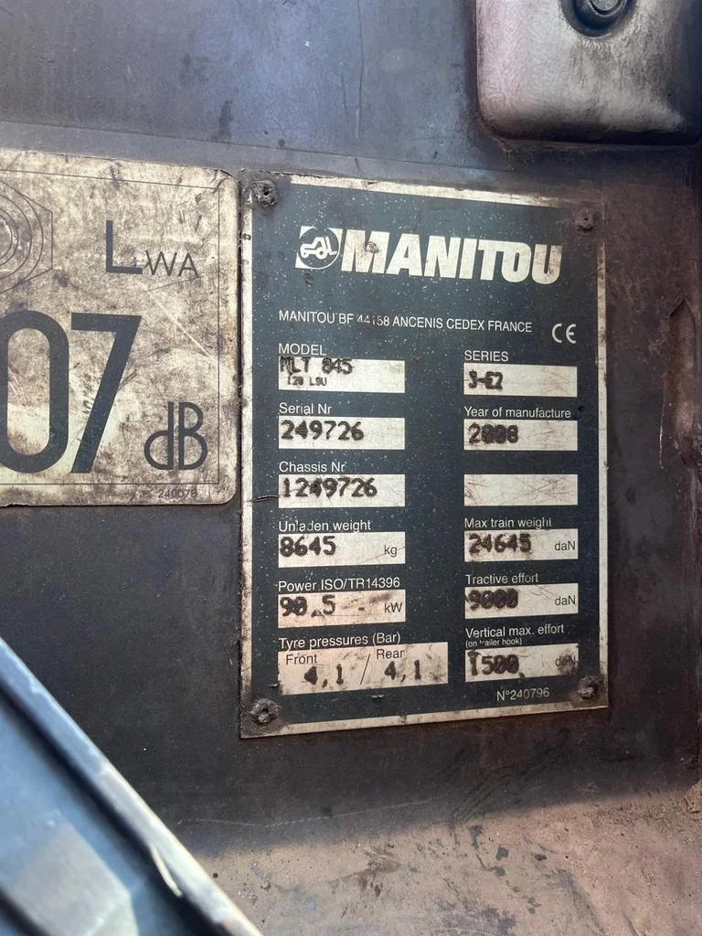 2008 Telehandler 4.5 Ton Manitou MLT845 - Image 9