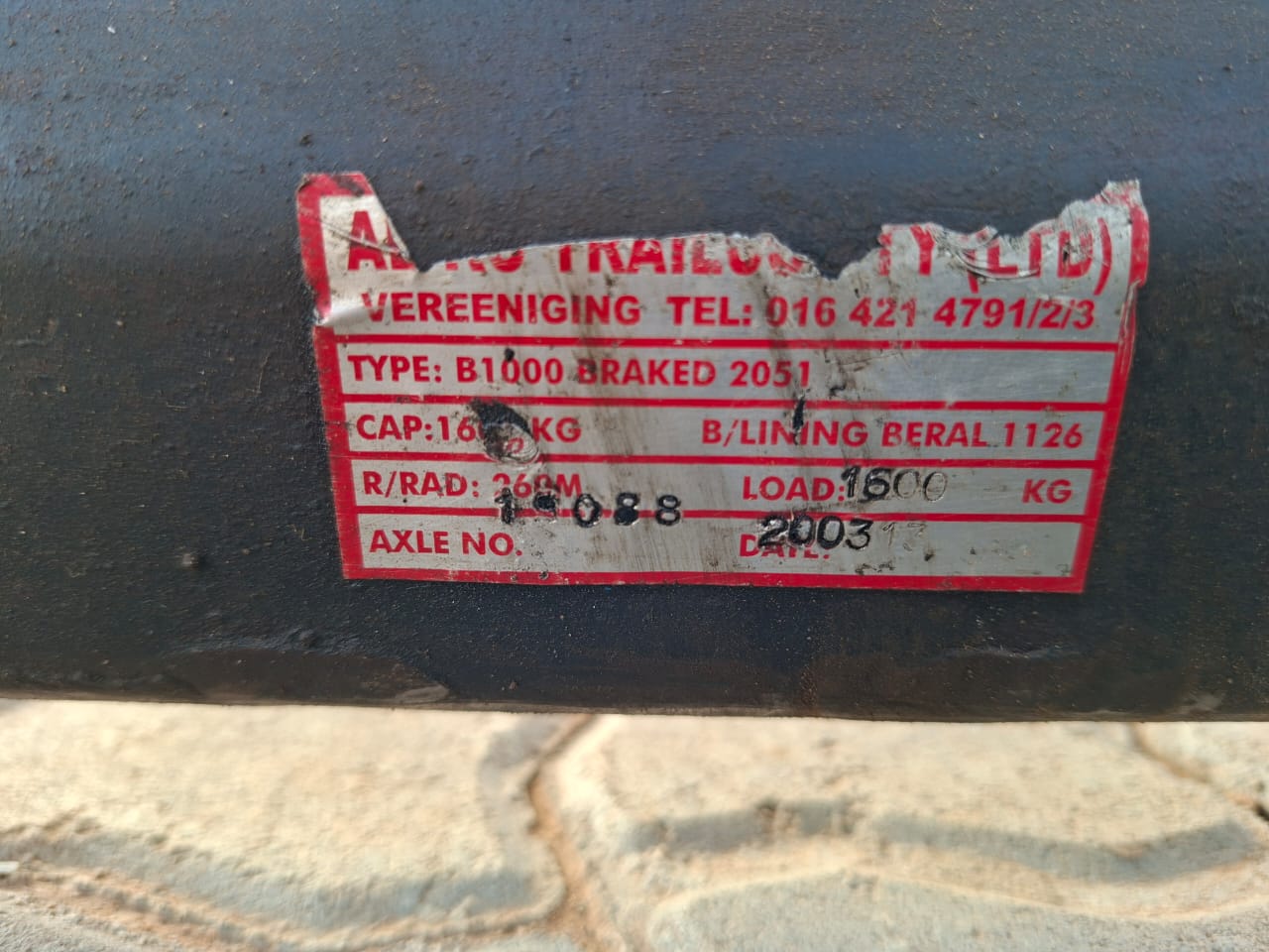 B1000 Braked Axle 1600kg - Image 8