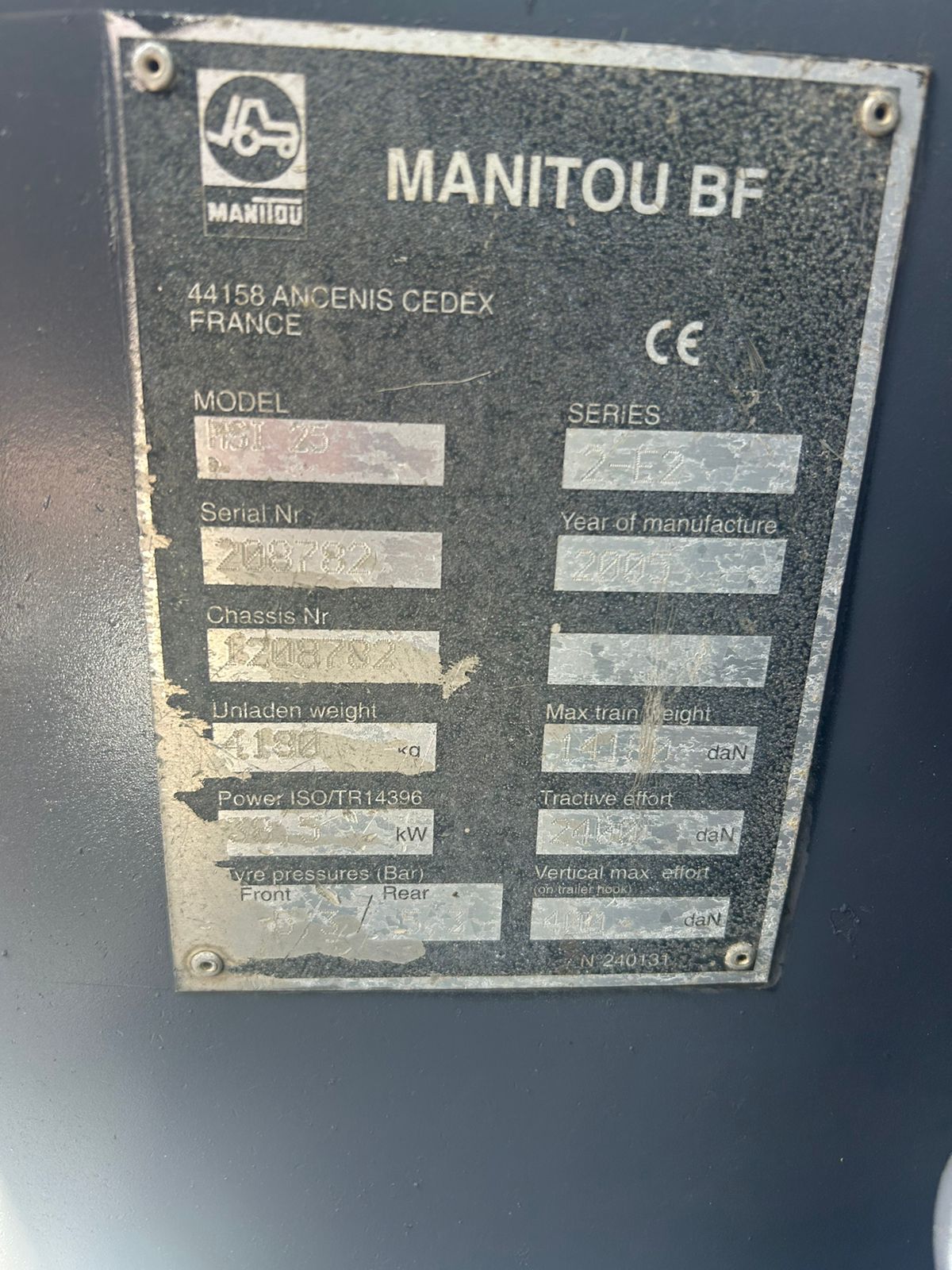 2005 Manitou MSI25D Rough Terrain Forklift 2,5 Ton - Image 9