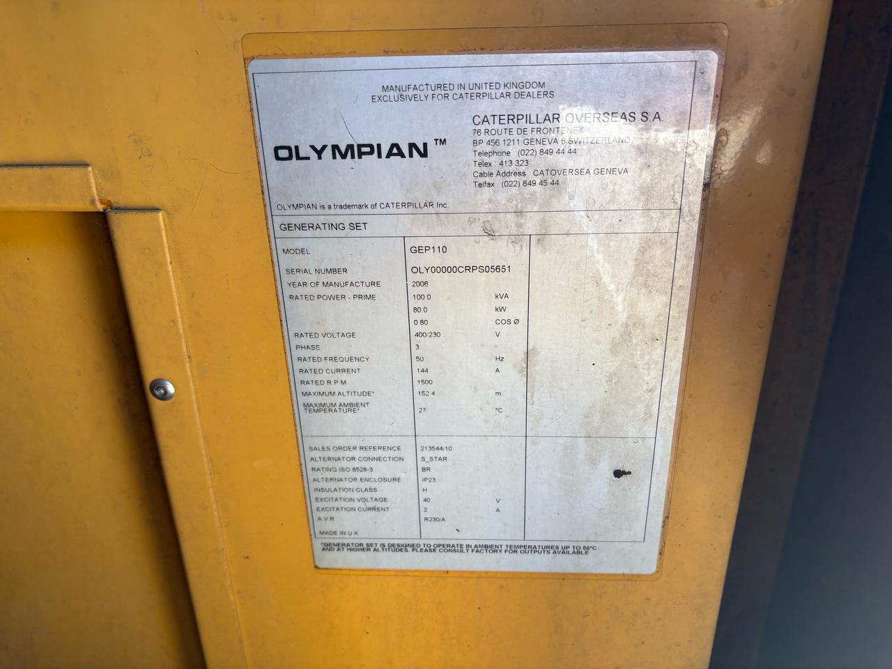 2006 Caterpillar Olympian GEP110 Silent Generator 100 kVa - Image 15