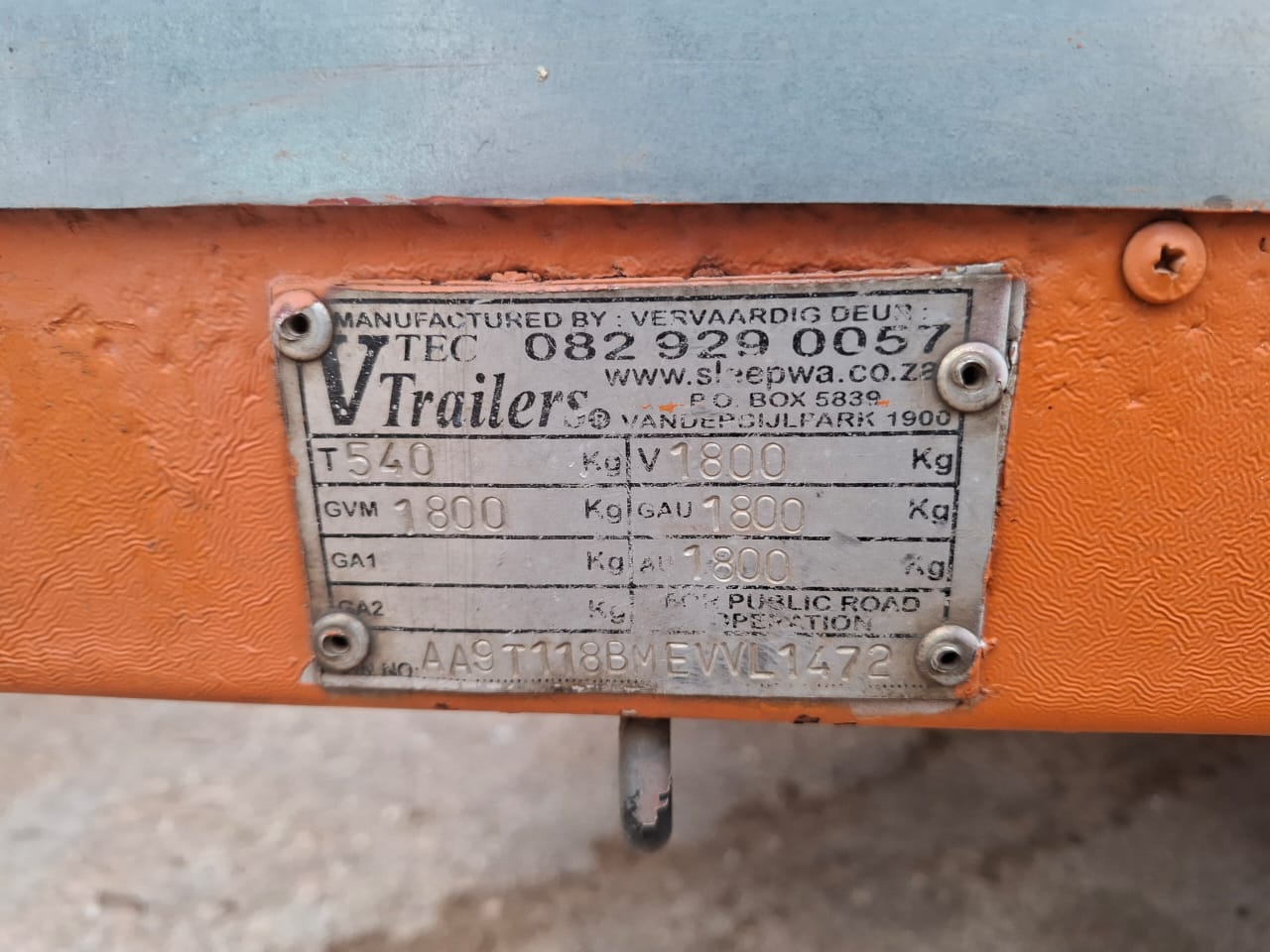 Vtec Single Axle Braked Trailer 4m - Image 3