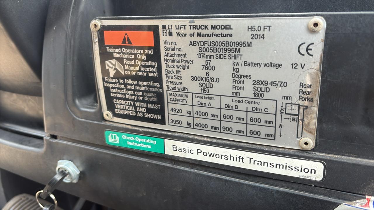 2014 Hyster H5.0 FT Forklift - Image 6