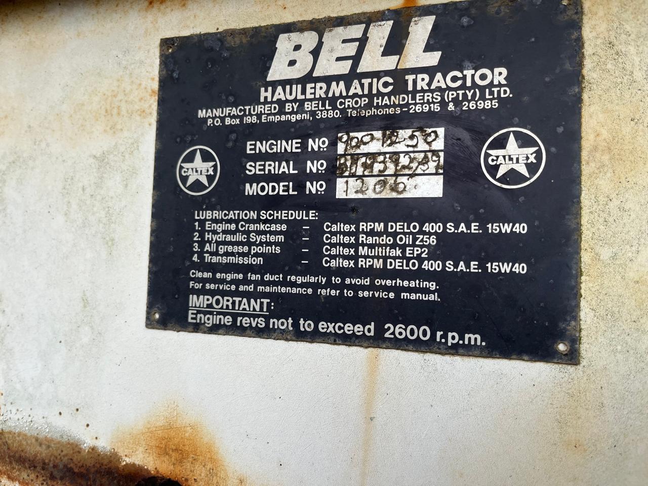 Bell 1206 Haulage Tow Tractor For Spares - Image 2